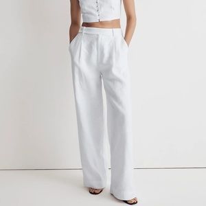 Madewell The Harlow Wide-Leg Pant in 100% Linen - Eyelet White (Slight Flaw)